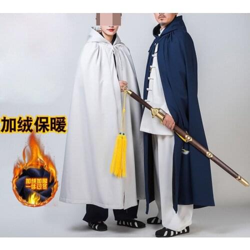 Unisex Autumn&winter warm Taoist wudang robe Taoism wushu suits zen lay cape hanfu martial arts kung fu coat meditation cloak