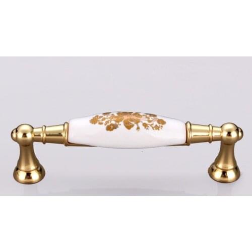 High grade zinc alloy kitchen bedside cupboard handle bookcase ceramic hardware handle cabinet drawer wardrobe pull handle 96mm