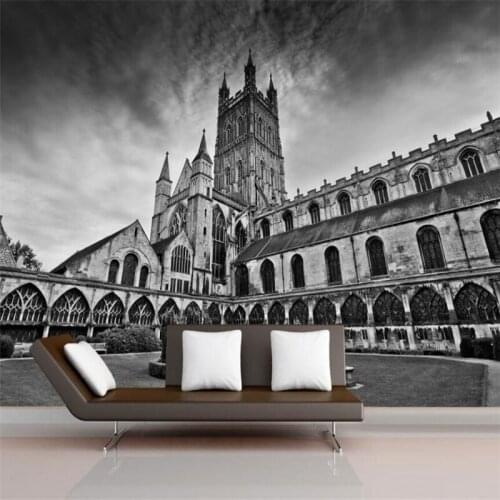 Wellyu European black and white panoramic architectural photography wall custom large mural environmental wallpaper