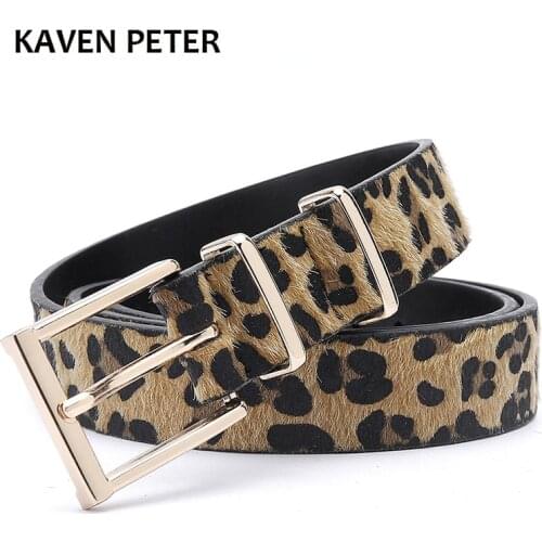 Female Belt Cummerbund Women Horsehair Belt With Leopard Pattern Rose Gold Metal Buckle Hot Sales Pu Belt Accessories For Women