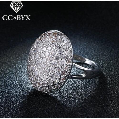 Punk Style Bella Ring Oval Shape Party Rings White Gold color Jewelry Full of Small Austrian Crystal Fashion Accessories CC043