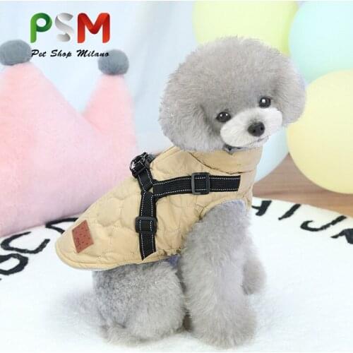 Winter dog clothes with Harnesses doggie cotton padded jacket vest cotton waistcoat pet hoodie new costume teddy bear big