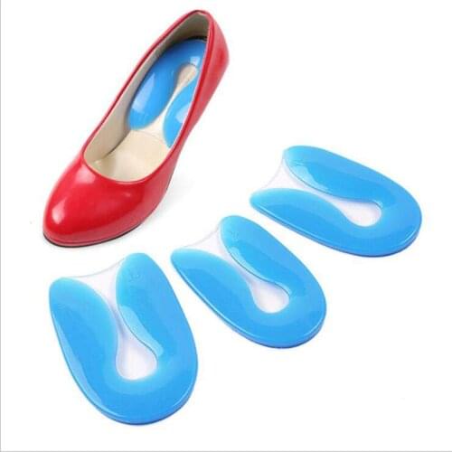 1 Pair Foot pain Silicone Gel U-Shape Plantar Fasciitis Heel Protector Heel Spur Cushion Pad Shoe Inserts Insole for Men Women