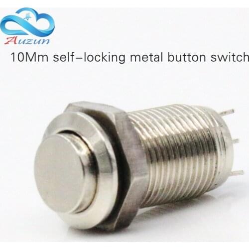 10 mm high self-locking metal push button switch 1 normally open normally closed three feet