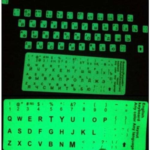10PCS Fluorescent Glow in Dark Letter Alphabet English or Russian Keyboard Green Light Stick Sticker for Universal PC Keyboard