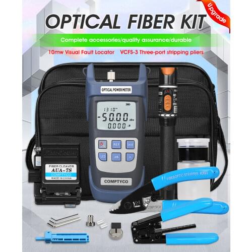 16pcs/set Fiber Optic FTTH Tool Kit with AUA-6C Fiber Cleaver Optical Power Meter 10MW Visual Fault Locator Wire stripper