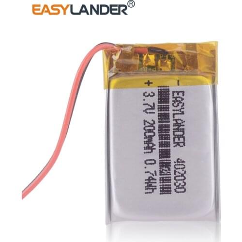2pcs/Lot 402030 3.7v 200mAh li-ion Li-Po Polymer Battery Bluetooth receiver ugreen DVR registrar DVR Artway AV-390