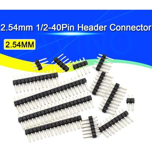 50/20/10Pcs 2.54mm Single Row Male 1/2*40P PCB Board Pin Header Connector Strip Pinheader 2/3/4/5/6/8/10/12/20/40Pin For Arduino