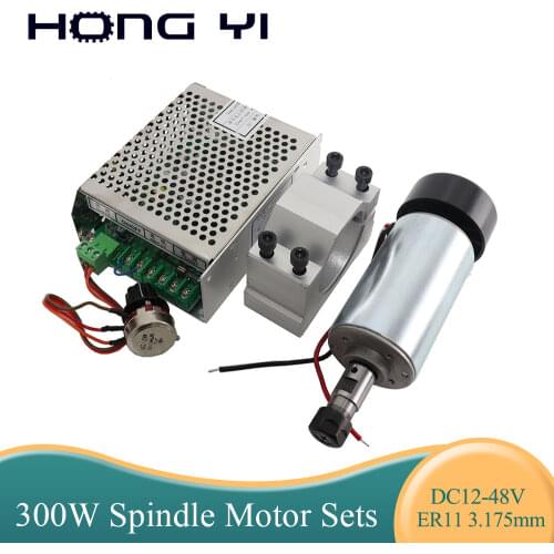 FREE 1pcs ER11 1/8 &CNC Spindle Motor 300 W & power supply & speed controller & bracket Set for Mach3