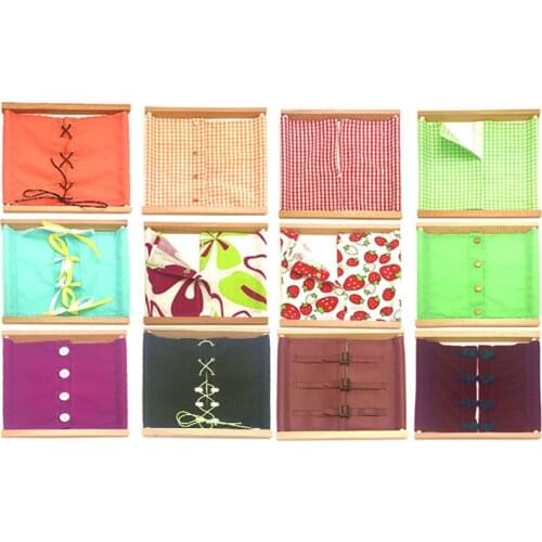 Free Shipping Montessori Materials Clothes Tie lace Zipper Hook Beech Wood Daily Life Pretend Play Preschool Early Educational