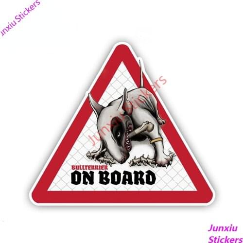 Bullterrier Dog Car Stickers Dog on Board Creative Decals Pet Dog Decal Dog Warning Sign Scratch-Proof Decor Stickers PVC13x11cm
