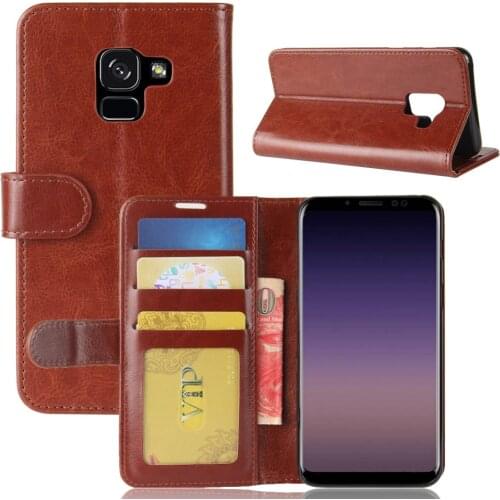 A530 Case for Samsung Galaxy A8-2018 Cases Wallet Card Stent Book Style Flip Leather Covers Protect Cover black for SM A8 2018