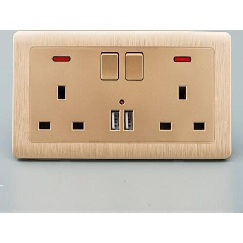 Depoguye UK Standard Dual USB Socket for Mobile Phone Quick Charging 110-250V 2.1A USB Port 146mm*146mm13A Wall Power Outlet
