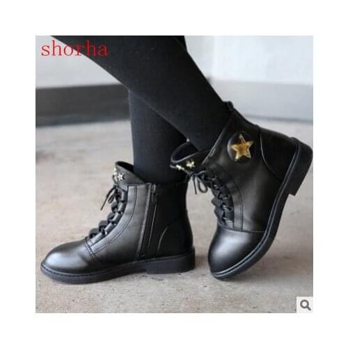 New Children fashion black Leather Waterproof Boots Winter Kids Snow Boots Girls Boys Shoes Rubber Boots size 26-36