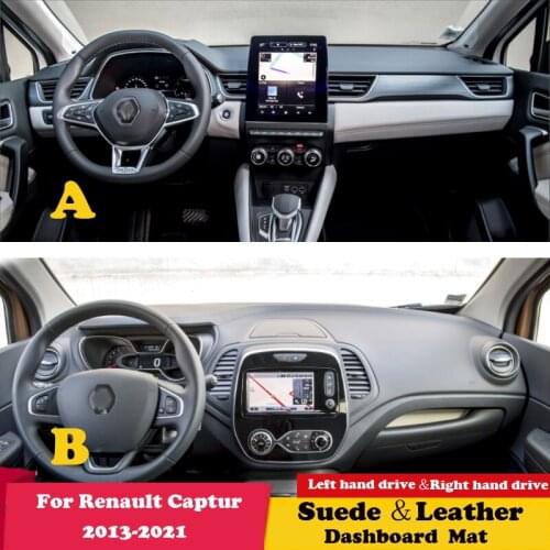 For Renault Captur 2013 2017 2019 2020 2021 Samsung QM3 Leather Dashmat Dashboard Cover Pad Dash Mat Carpet Accessories Suede