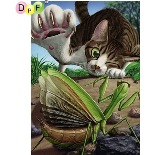 DPF DIY The cat mantis 5D wall painting crafts diamond mosaic square diamond painting cross stitch home decor diamond embroidery