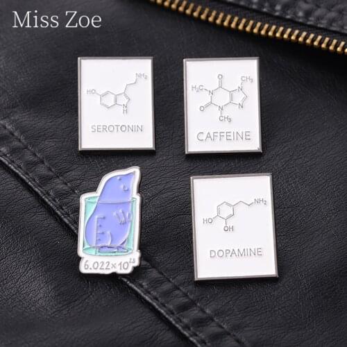 Dopamine Molecular Structure Experiment Enamel Pin Creative Science Chemistry Metal Brooches Badges For Backpack Hat Accessories