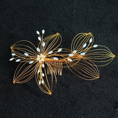 Handmade Leaves Brides Hair Combs Hairbands Rhinestone Hair Sticks Wedding Hair Accessories