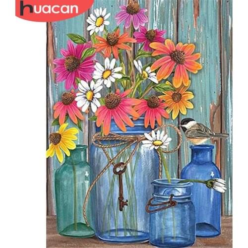 HUACAN Diamond Embroidery Daisy 5D DIY Diamond Painting Full Square New Arrival Mosaic Flower Handmade Gift