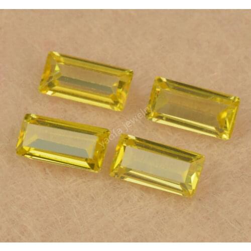 Sale 1x1.5~3X6 AAAAA Golden Yellow Color Artificial Gems CZ Rectangle Shape Step Cut Loose Cubic Zirconia Stone For Jewelry