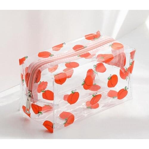 Stand Cosmetic Bag for Women Clear Zipper Makeup Bag Travel Female Makeup Brush Holder Organizer Toiletry Bag PVC Waterproof