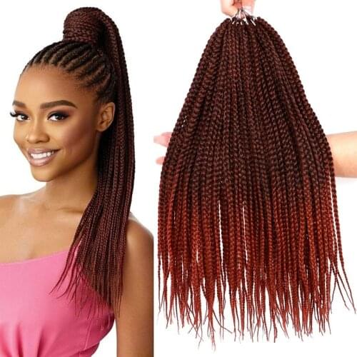 24Inches Ombre Box Braids High Temperature Fiber Crochet Hair Synthetic Pre Stretched Braiding Hair Extensions for Women