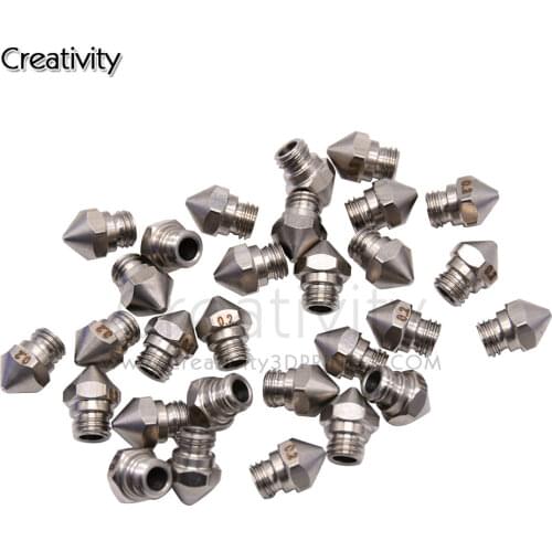 Creativity 10pcs/lot MK10 Nozzle 0.2mm 0.3mm 0.4mm 0.6mm 0.8mm Copper M7 Threaded Part For Extrusion 1.75m 3D Printers Parts