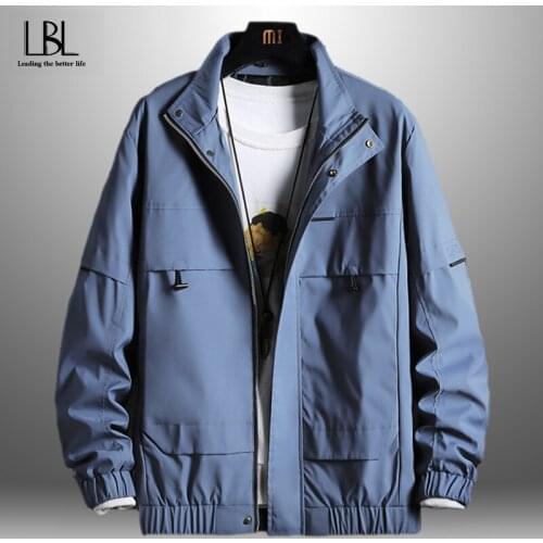 Men Casual Solid Jackets Spring Autumn Male Fashion Outerwear Windbreaker Jackets Men Zipper Multi-pockets Jackets Clothing New