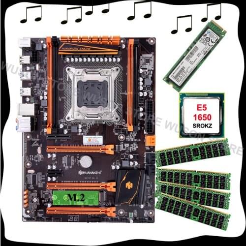 HUANANZHI X79 motherboard with CPU Intel Xeon E5 1650 C2 3.2GHz motherboard with M.2 128G NVME SSD RAM 4*16G DDR3 1600 REG ECC