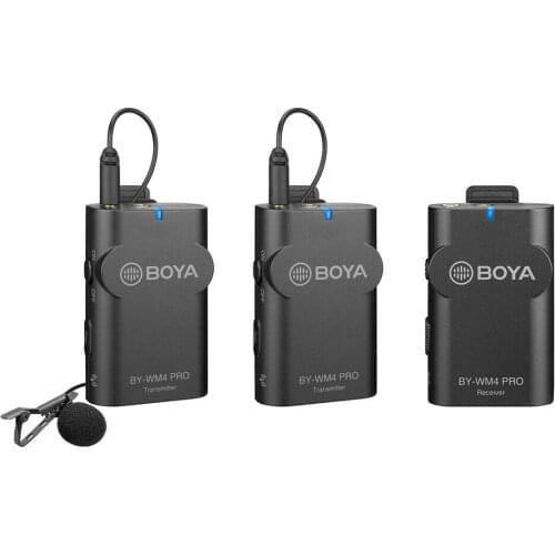 BOYA BY-WM4 Pro K2 Wireless Lavalier Microphone 2.4G Dual Channel System 60m Range Mic for Smartphones DSLR Camera Camcorder PC