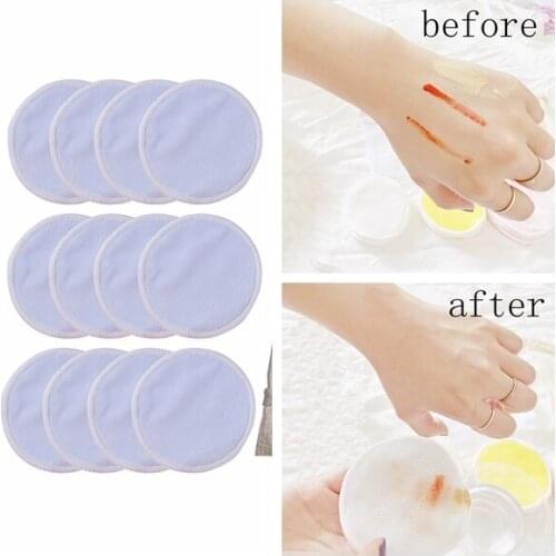 Reusable Bamboo Makeup Remover Pads 12pcs/Pack Washable Rounds Cleansing Facial Cotton Make Up Removal Pads Tool