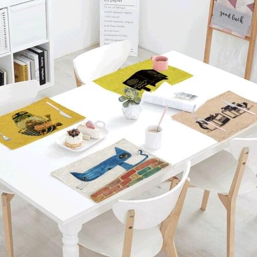 Cartoon Creative Sheets Napkins Tea Placemats Placemats Place Mats Cats and Books Servilletas Para Bodas Design Party Decoration