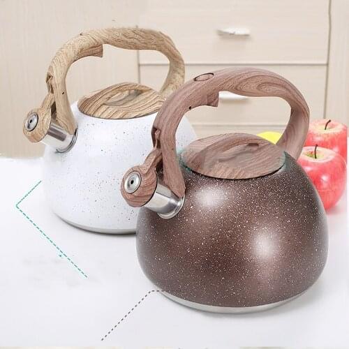 Stainless Steel Kettle European Wood Grain Handle 3L Starry Sky Boil Water Bottle Gas Induction Cooker Household Kitchen Supplie
