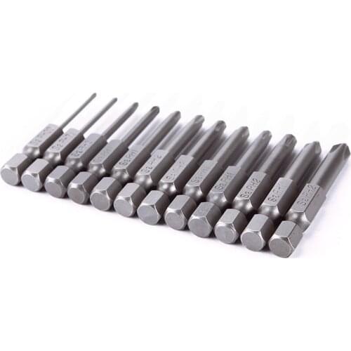Portable 12 Pcs/Set 50mm 1/4 Inch Hex Shank Magnetic Phillips Cross Screwdriver Bits Tool S2 Alloy Steel Screwdriver Set #95253