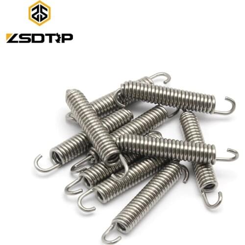 ZSDTRP 2/6/10pcs 75mm Length Silver Tone Metal Motorcycle Exhaust Muffler Pipe Swivel Spring Stainless Steel Springs
