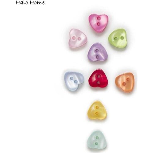 Heart Multi-Color Optional 50/100pcs 2 Holes Resin Buttons Home Decor Clothing Sewing Scrapbooking Card Making DIY 12x11mm