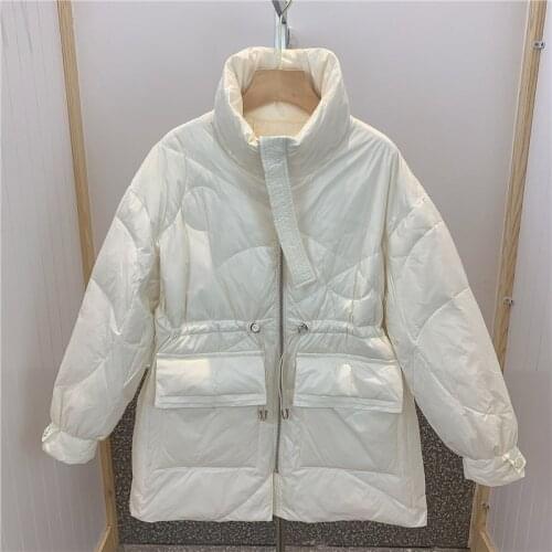 2021 Winter New Women Lightweight White Duck Down Coat Female Short Puffer Jackets Ladies Batwing Loose Big Pocket Solid Outwear
