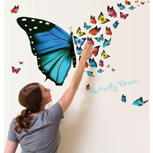 Colorful Butterfly Combination Wall Sticker Living Room Bedroom Cabinet Wedding Decoration Home Decor Butterflies Flying Sticker