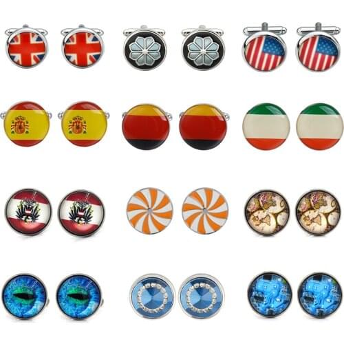 MeMolissa Luxury Ethnic Round Cufflink National flag design18 style for mens High-grade jewelry Mens Business Shirts Cufflinks