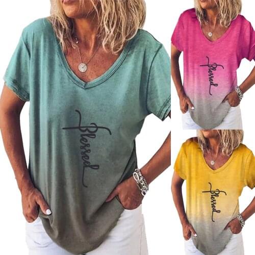 SAGACE Letter cross print short sleeve V-neck loose top womens T-shirt 21 summer new womens wear футболка женский