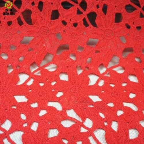 Shuanshuo Water-soluble embroidered milk silk lace Wedding dress fabric Embroidery with netting cloth Lace fabric 125*50cm
