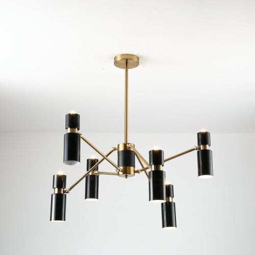 Designer Nordic style restaurant chandelier creative black gold living room simple light luxury post-modern bedroom hanging lamp