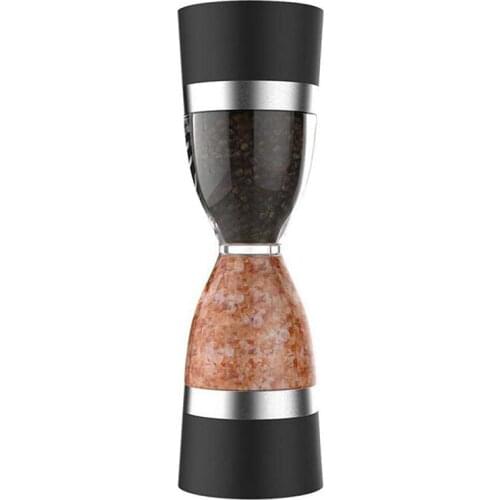 Modern Dual Manual Salt Pepper Grinder Hourglass Shape Clear Body Sea Salt Grinder Plastic Pepper Mill Cooking Tools Accessories