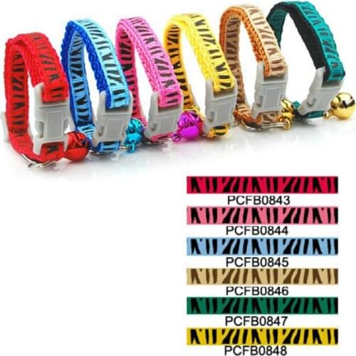 Pet Products Dog Supplies Leads Solid Color Nylon 0.8cm Dog & Cat Zebra-stripe Print Collar Buckle Style (6 Colors) 12 Pcs/lot