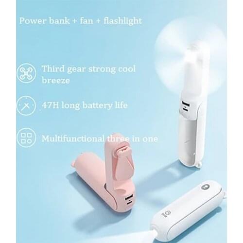 Xiaomi Mini Fan Portable Fan 4800mAh Enduring Silent Foldable Usb Rechargeable Fan With Power Bank And Flashlight Function