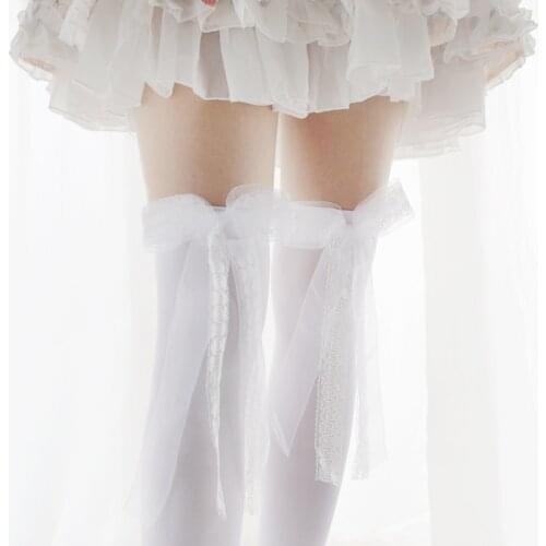 Japanese fairy lolita lace bow Lolita girls semi-cylindrical knee socks socks socks white primer LORI