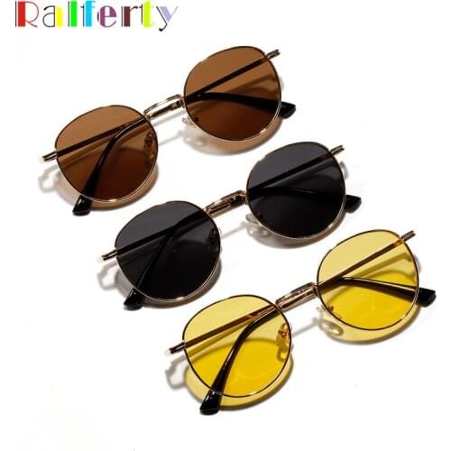 Ralferty 2020 Vintage Retro Round Sunglasses Women Men Punk Metal Frame Steampunk Sun Glasses UV400 occhiali da sole donna