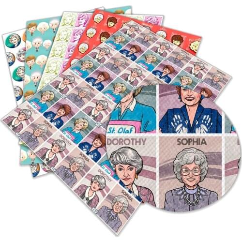 Faux Leather Printed Lady Women Character Cartoon Cross Pattern for Bow Centers Bag Earring DIY Decoration Crafts A4 22*30CM