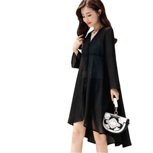 2020 New Summer Chiffon Sun Protection Ladies Clothing Loose Irregular Sexy Beach Women Cardigan Sunscreen Female Casual Coat