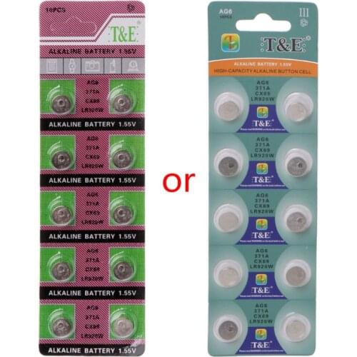 10PCS Alkaline Battery AG6 1.55V Button Coin Cell 371 SR920SW LR920 SR927 171 370 L921 LR69 SR920 Watch Batteries Drop shipping
